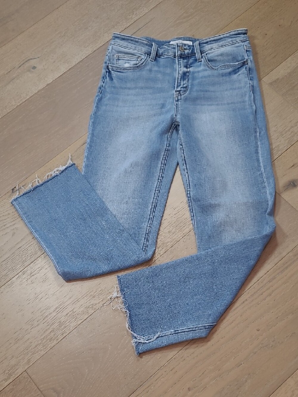 Flying Monkey Janet Jeans Women's sz 29 Slim Straight Mid Rise Cuffed Crop Denim